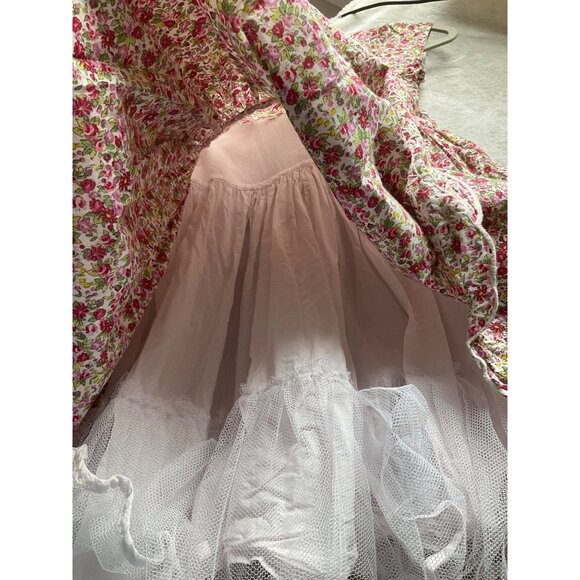 Laura Ashley Girl 6X Ditsy Floral Dress Embroidered Lace Butterfly Tulle Hem Lin - Picture 5 of 15